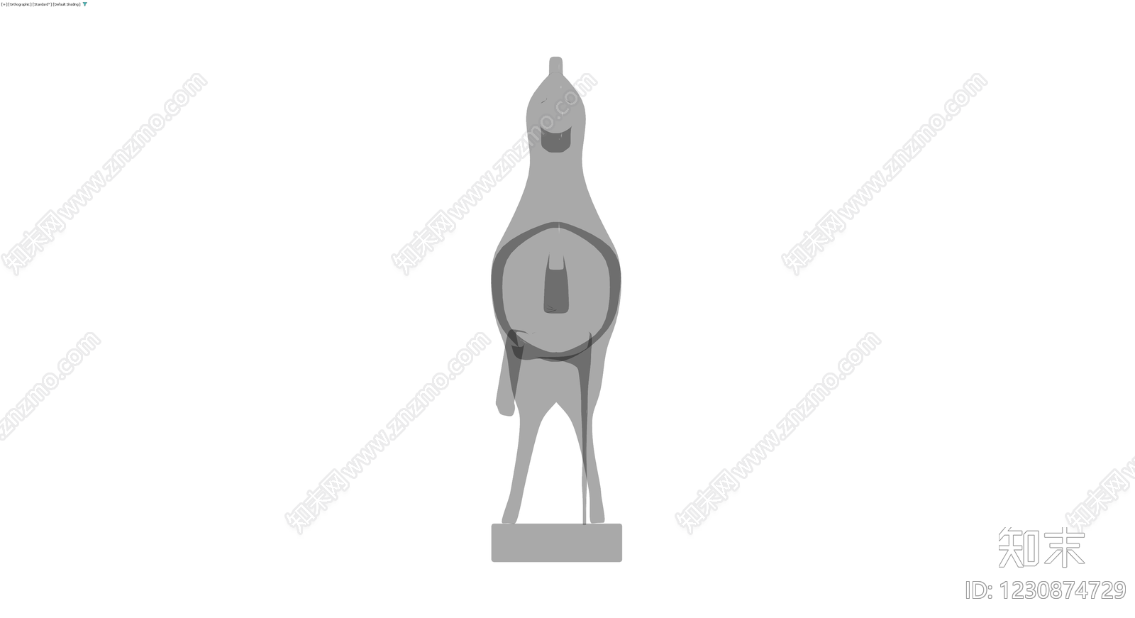 灰色马雕塑模型3D模型下载【ID:1230874729】
