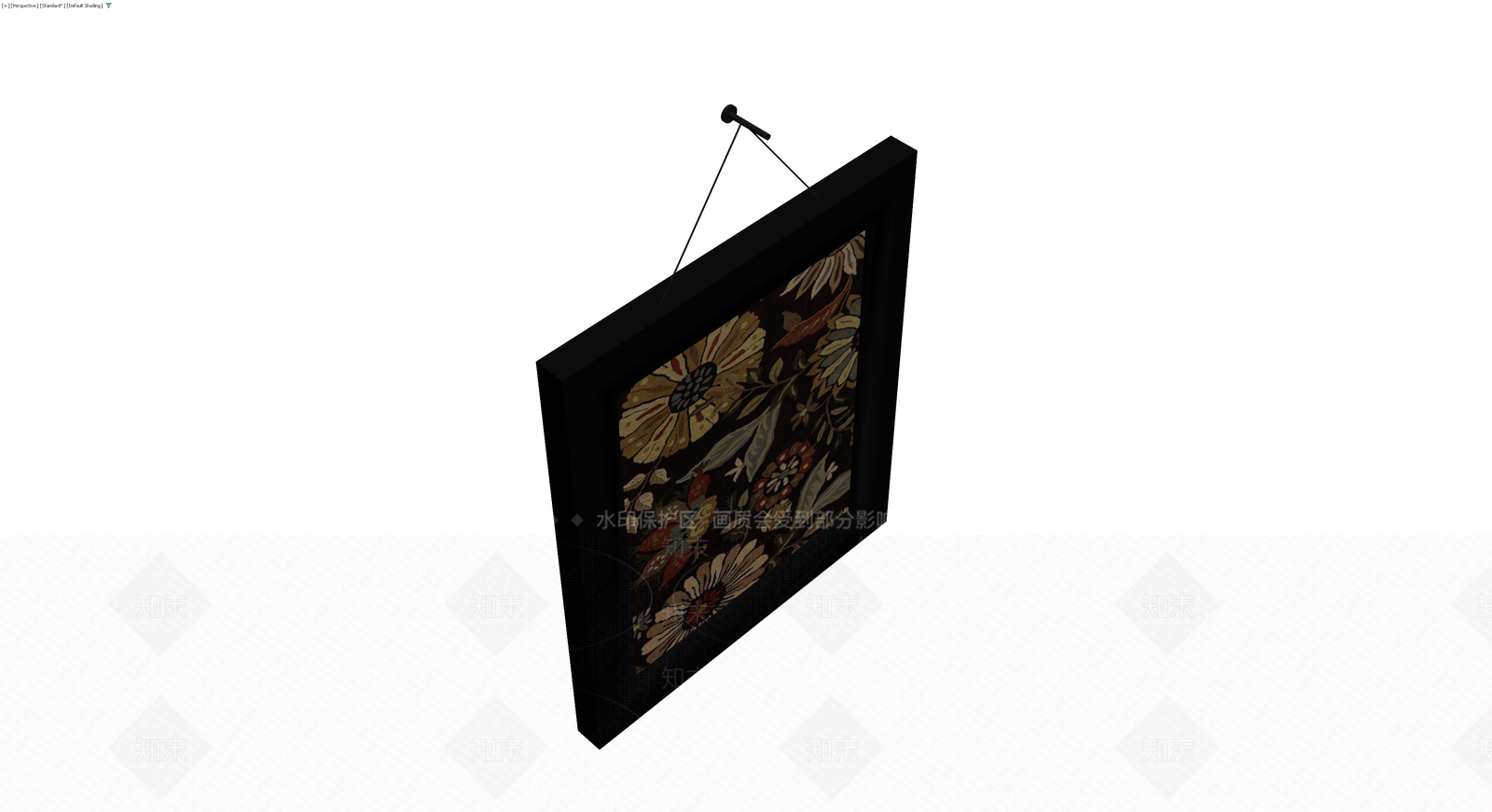 黑色挂画花卉装饰3D模型下载【ID:1230751933】
