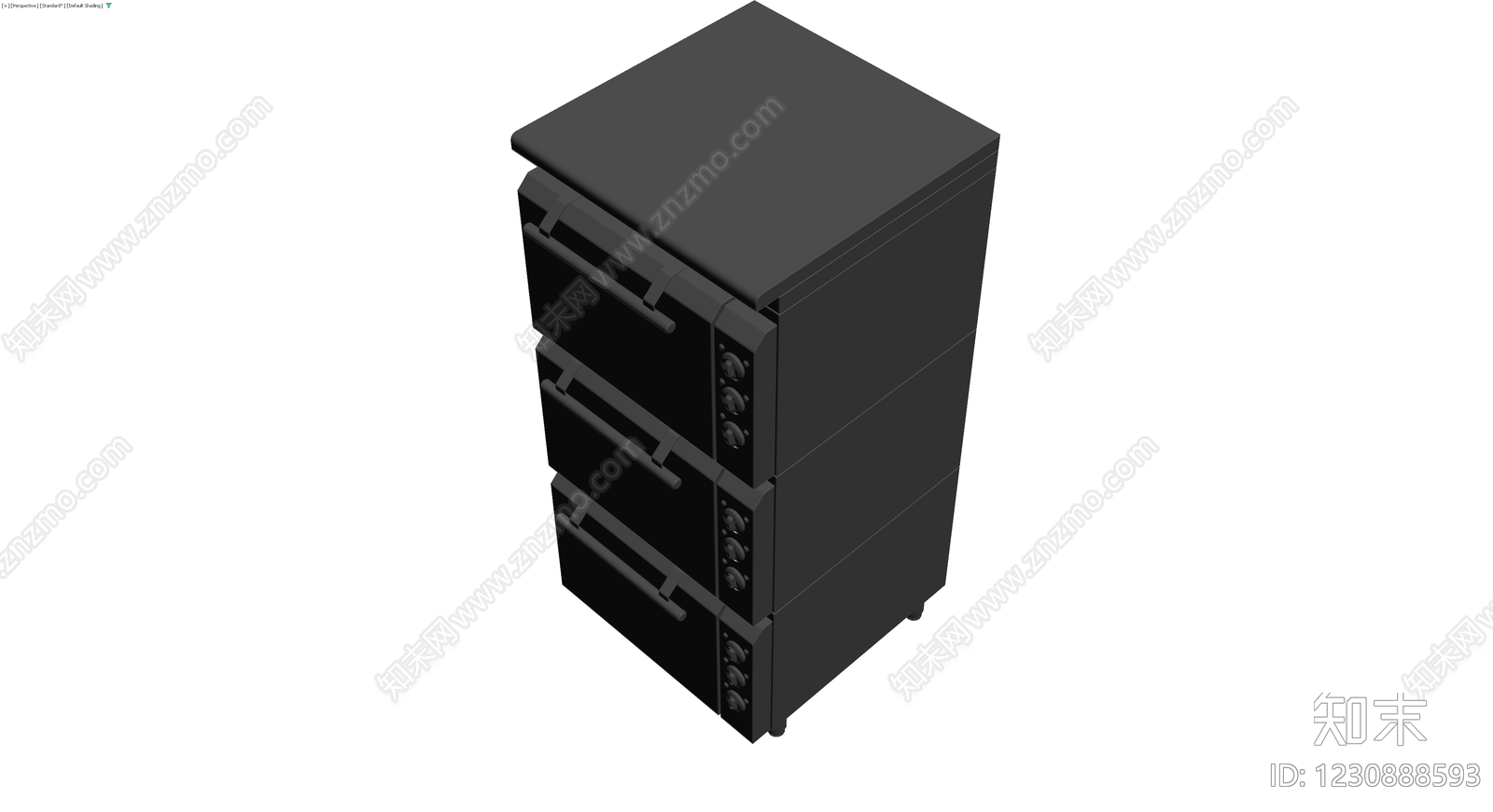 黑色三斗柜3D模型下载【ID:1230888593】
