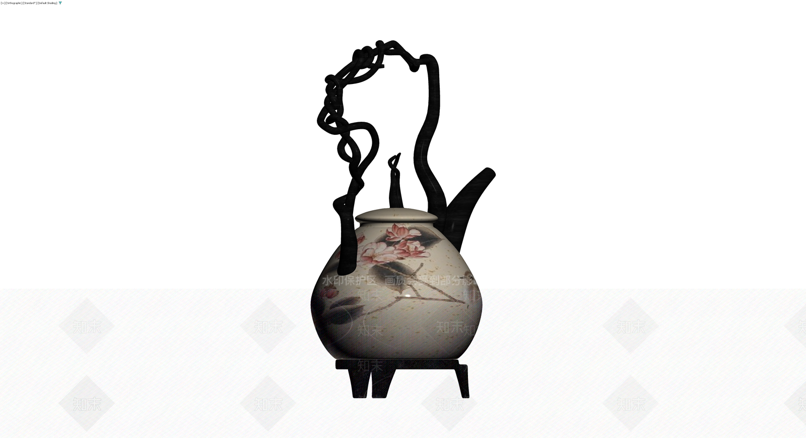 陶瓷花鸟提梁壶3D模型下载【ID:1229943535】