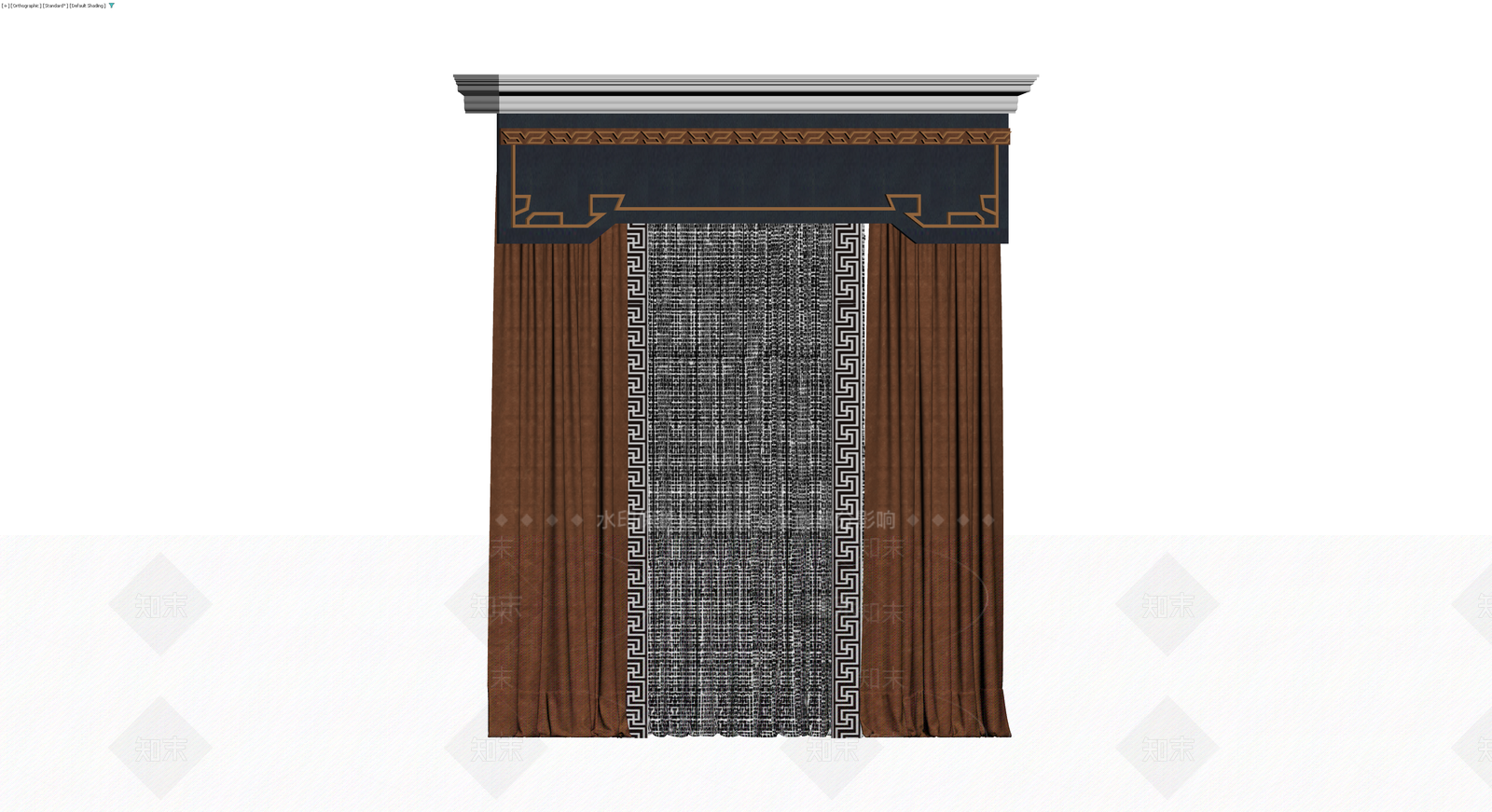 新中式风格落地窗帘组合3D模型下载【ID:1230551349】