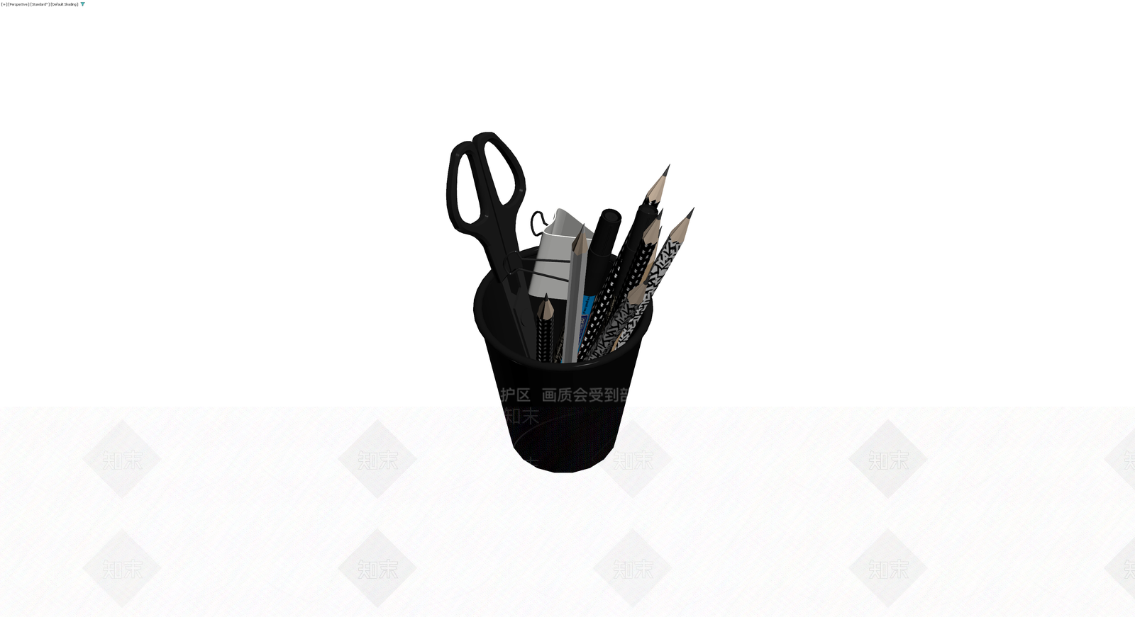 黑色笔筒文具组合3D模型下载【ID:1229937728】