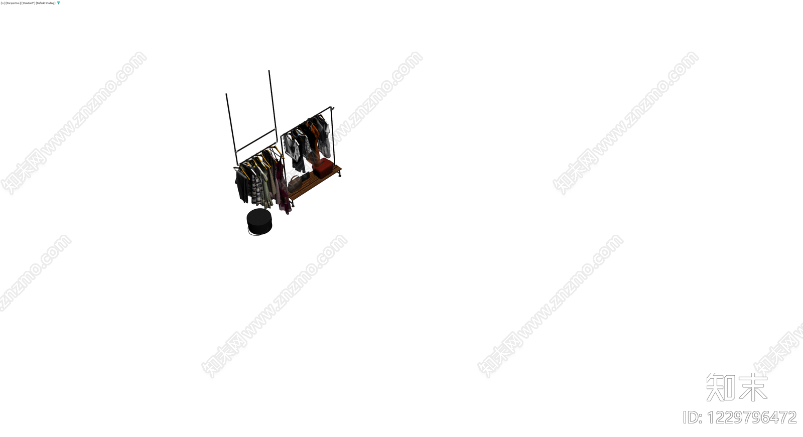 服装陈列架组合3D模型下载【ID:1229796472】