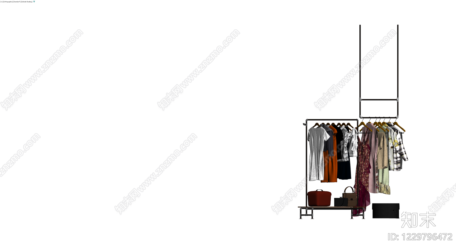 服装陈列架组合3D模型下载【ID:1229796472】