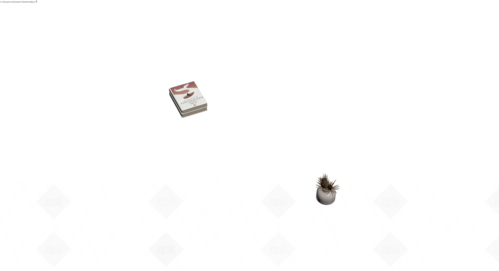 书籍与干花盆栽组合3D模型下载【ID:1230664856】