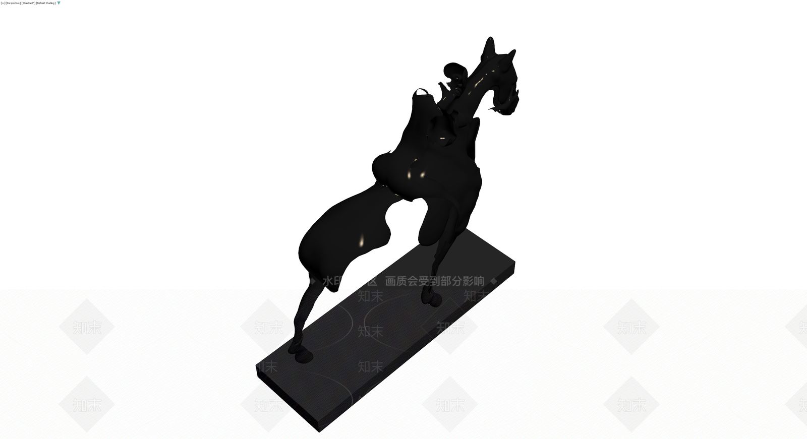 骑马人物黑色雕塑3D模型下载【ID:1230605367】