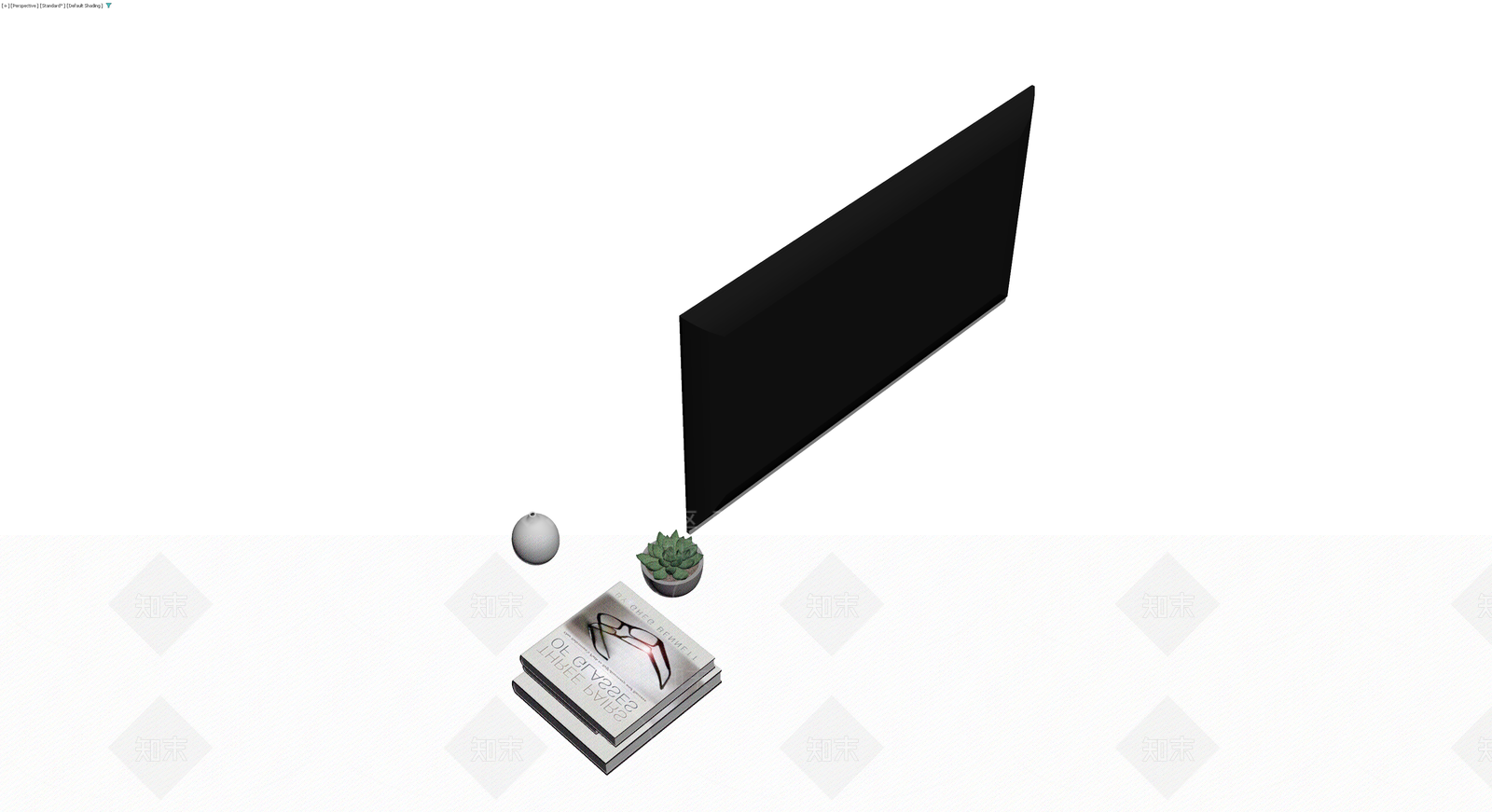 书籍与盆栽组合摆件3D模型下载【ID:1229686921】
