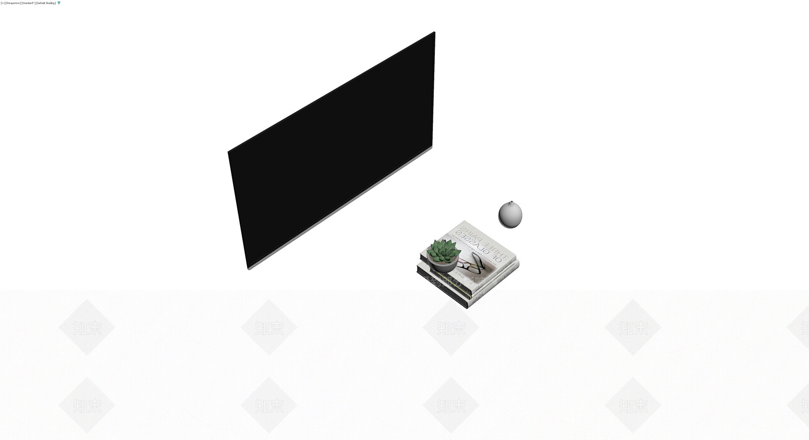 书籍与盆栽组合摆件3D模型下载【ID:1229686921】