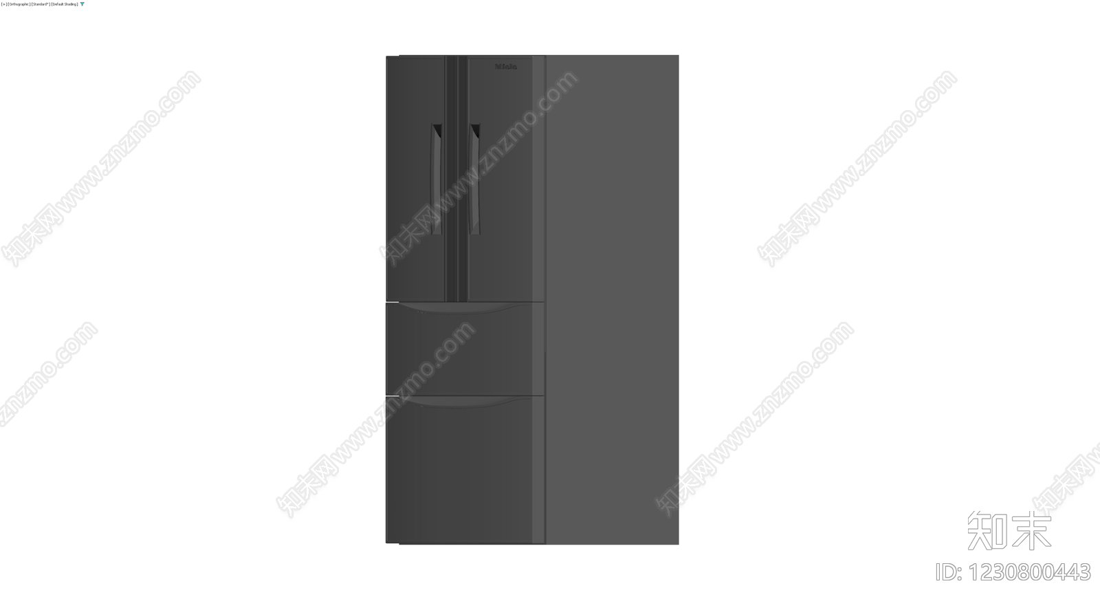 深灰色四门冰箱模型3D模型下载【ID:1230800443】