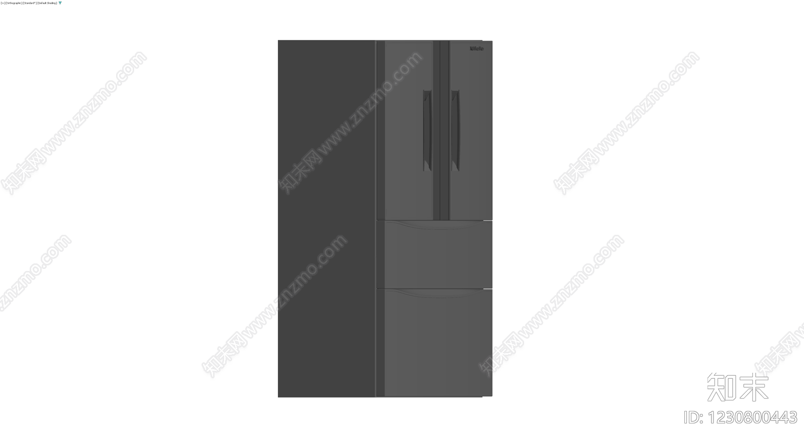 深灰色四门冰箱模型3D模型下载【ID:1230800443】