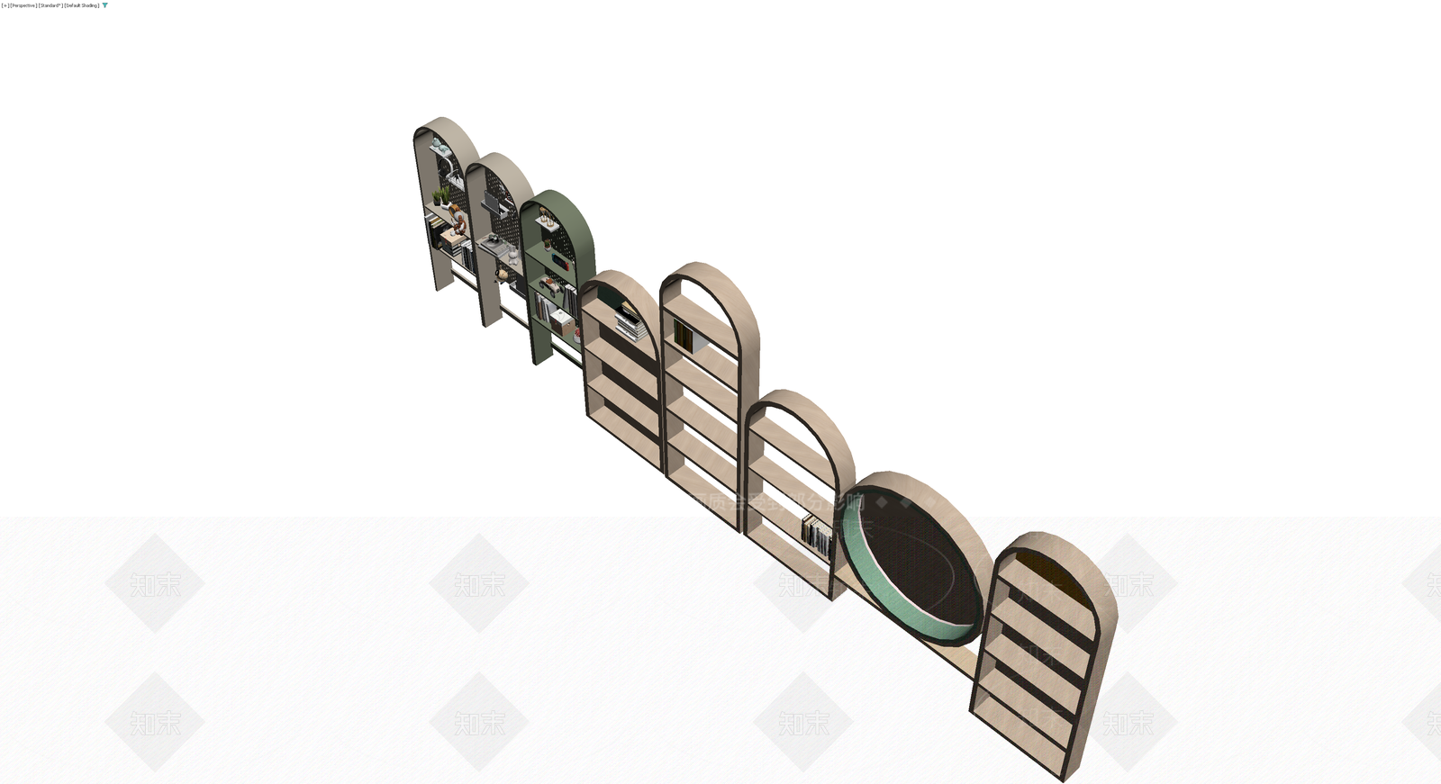 拱形组合置物架3D模型下载【ID:1230536729】