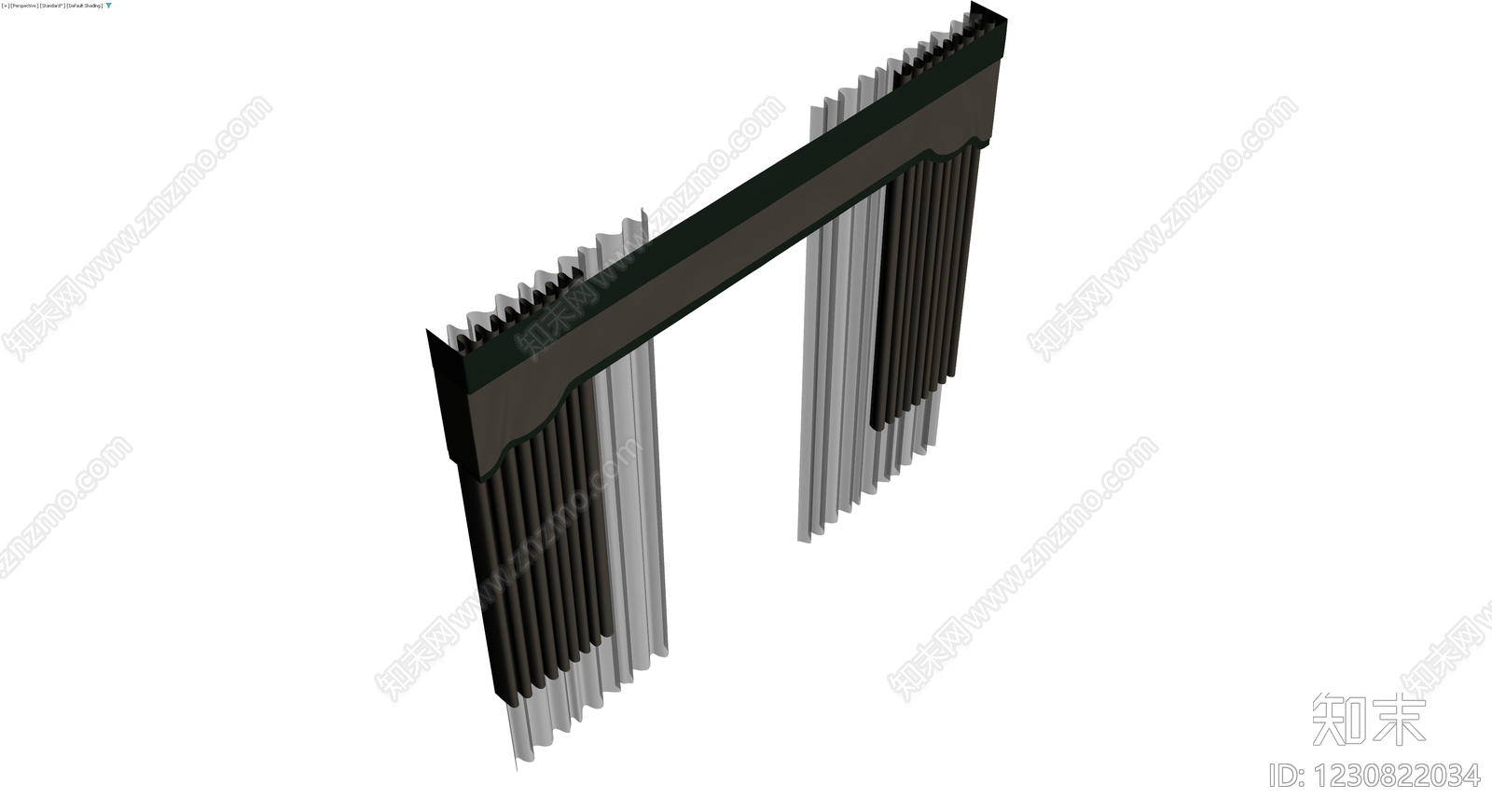 双层布艺窗帘组件3D模型下载【ID:1230822034】