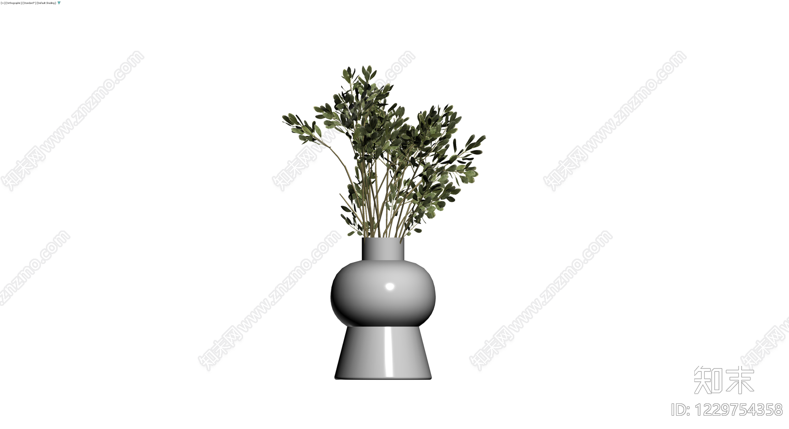 灰色花瓶配绿植盆栽3D模型下载【ID:1229754358】