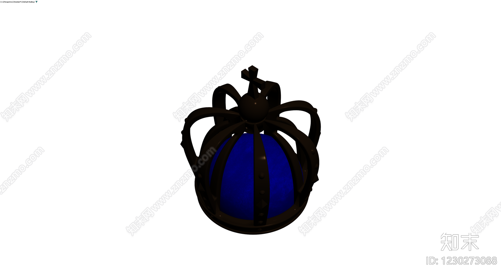 黑金蓝绒皇冠3D模型下载【ID:1230273088】