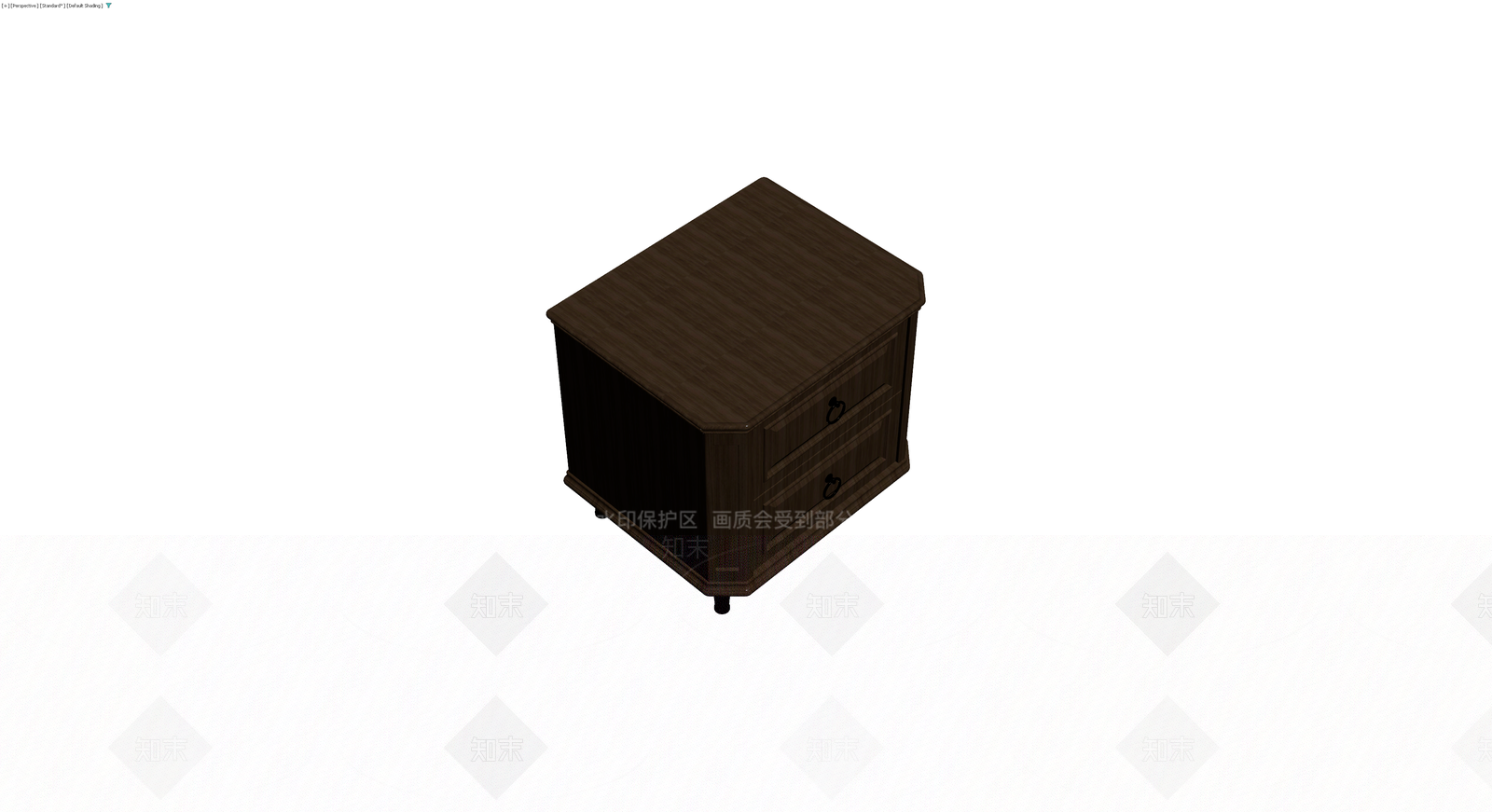 深色木质双抽屉床头柜3D模型下载【ID:1229628255】