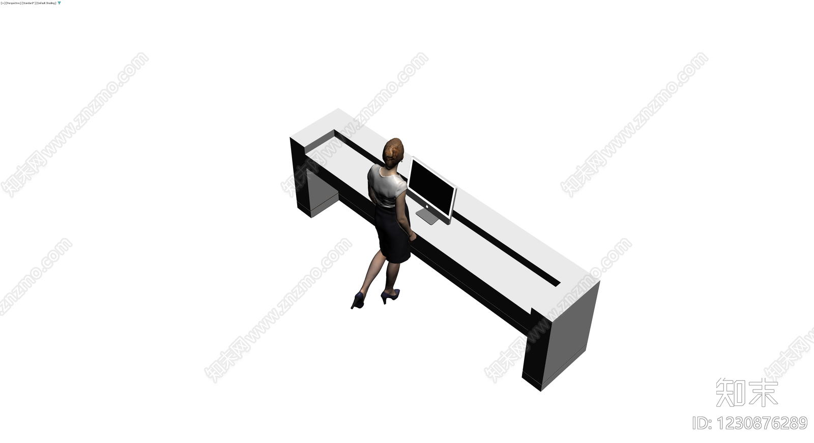 接待台与人物组合3D模型下载【ID:1230876289】