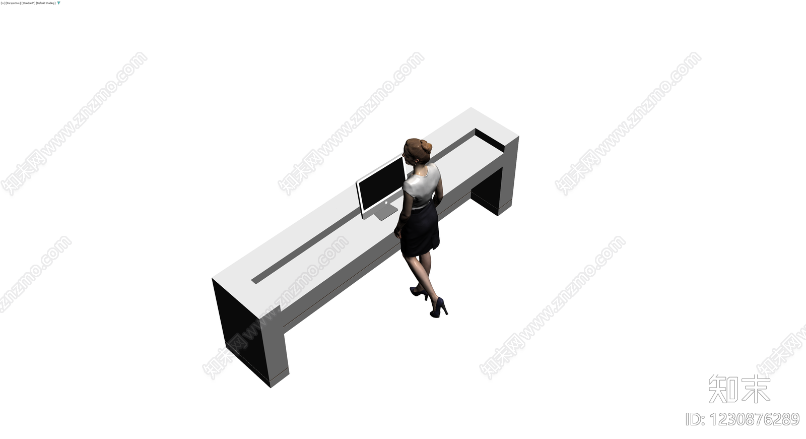 接待台与人物组合3D模型下载【ID:1230876289】