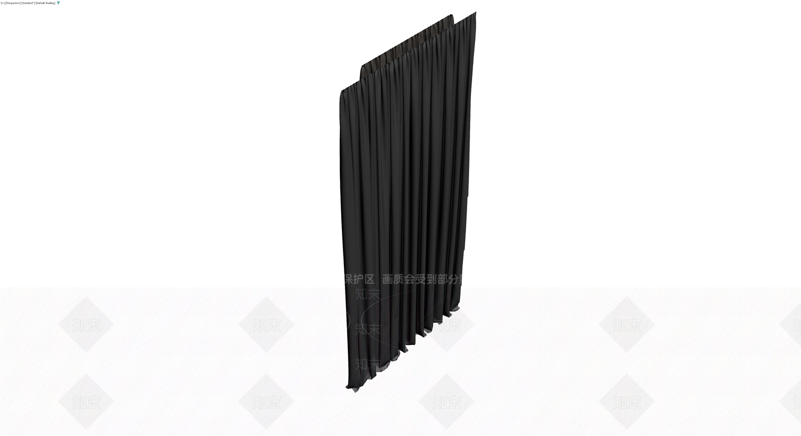 黑色布艺窗帘组件3D模型下载【ID:1230643236】