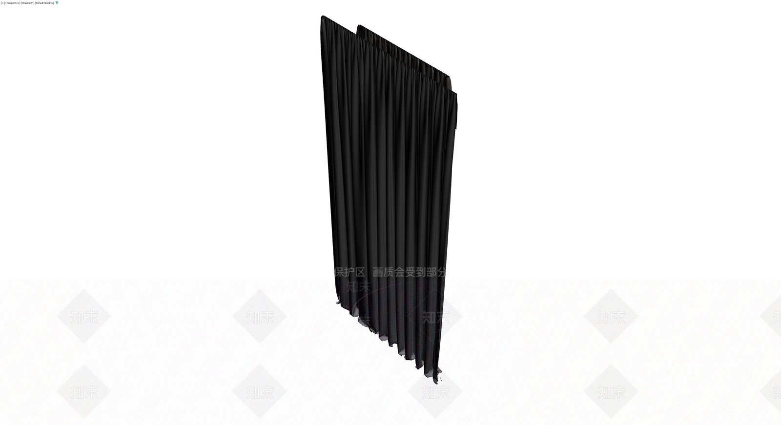 黑色布艺窗帘组件3D模型下载【ID:1230643236】
