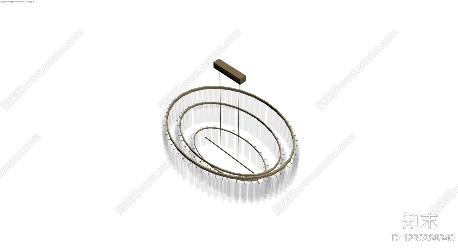 多层环形水晶吊灯3D模型下载【ID:1230280340】