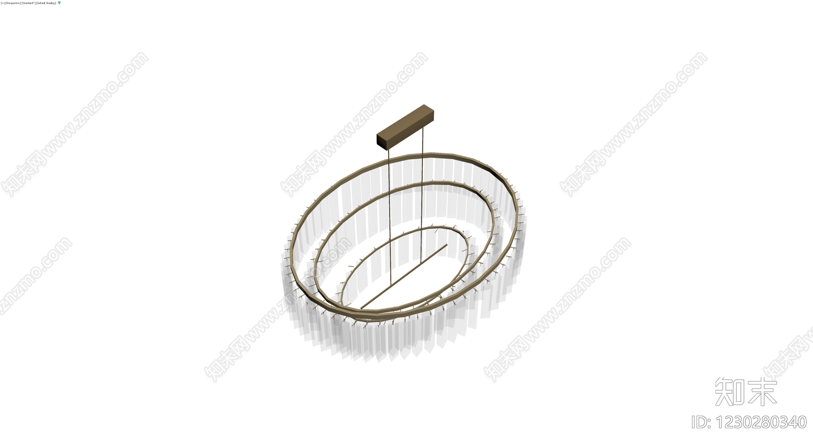 多层环形水晶吊灯3D模型下载【ID:1230280340】
