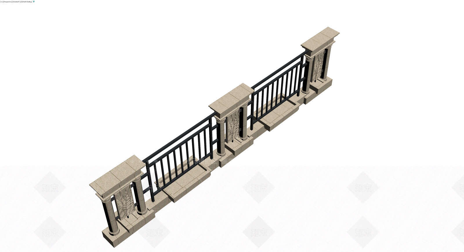 石质立柱景观栏杆3D模型下载【ID:1230778496】