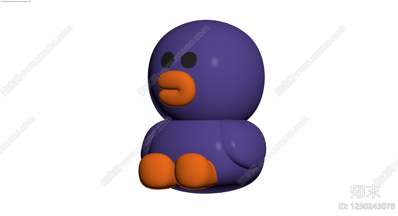 紫色卡通鸭子摆件3D模型下载【ID:1230243078】