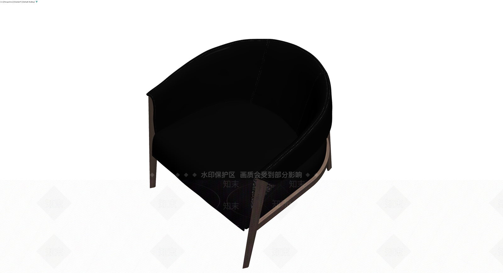 黑色弧形软包扶手椅3D模型下载【ID:1230162980】