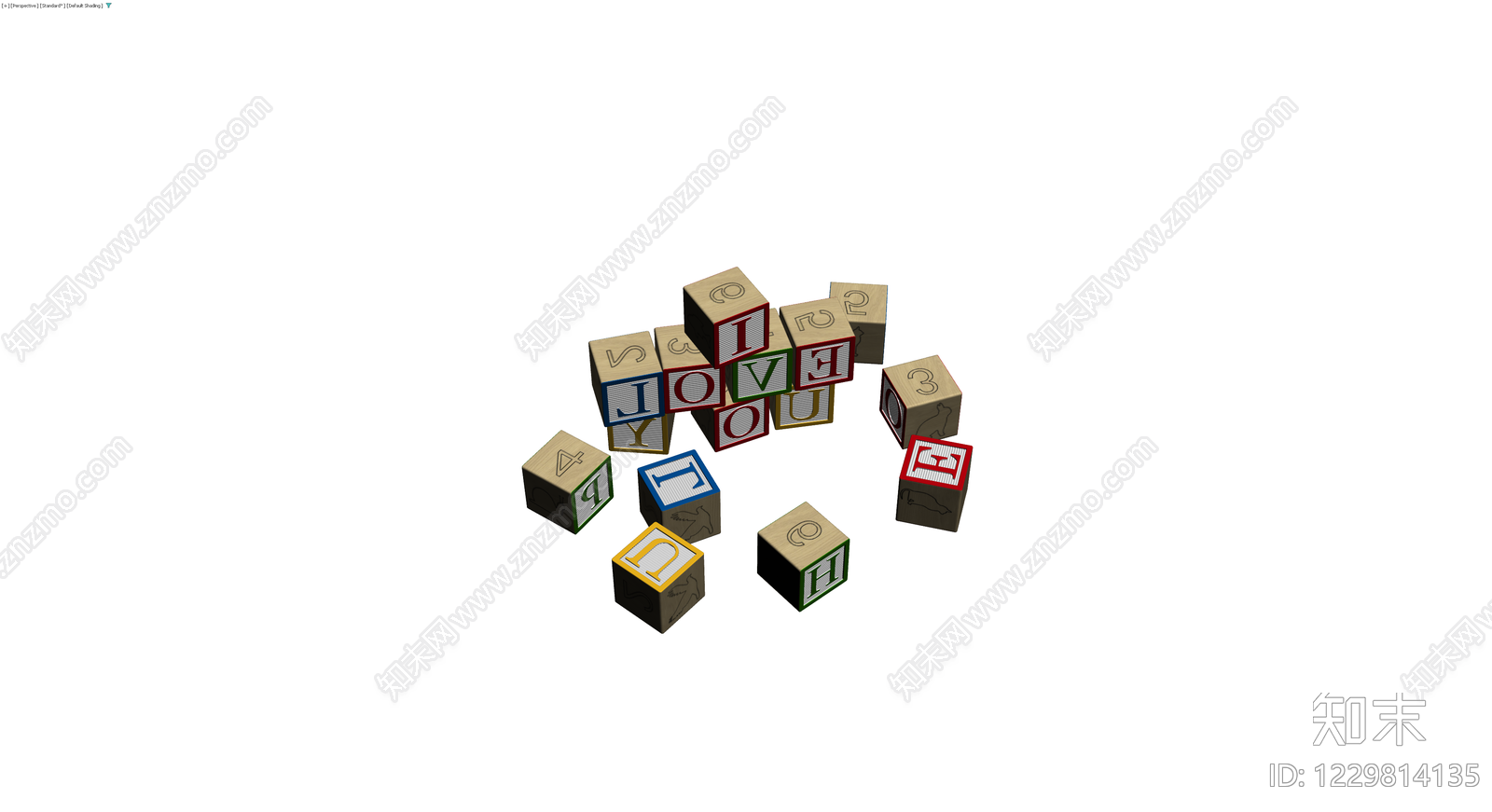 彩色字母积木堆叠3D模型下载【ID:1229814135】