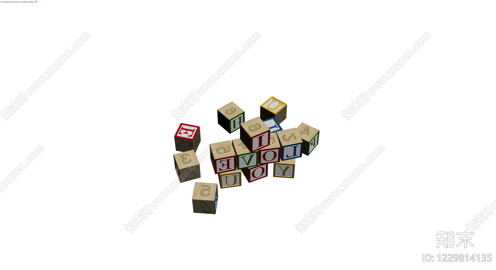 彩色字母积木堆叠3D模型下载【ID:1229814135】