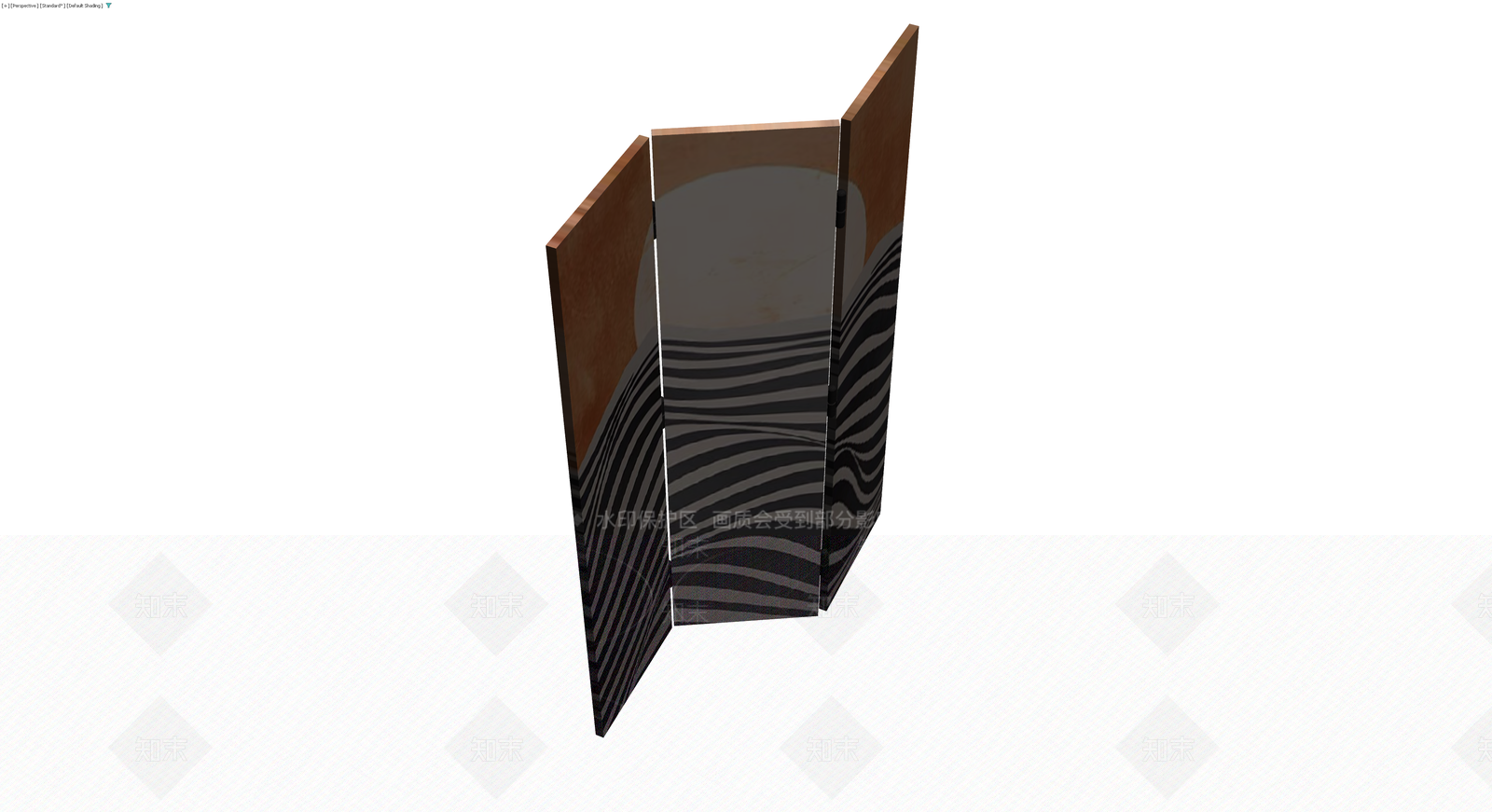 黑灰条纹三折屏风3D模型下载【ID:1230555615】