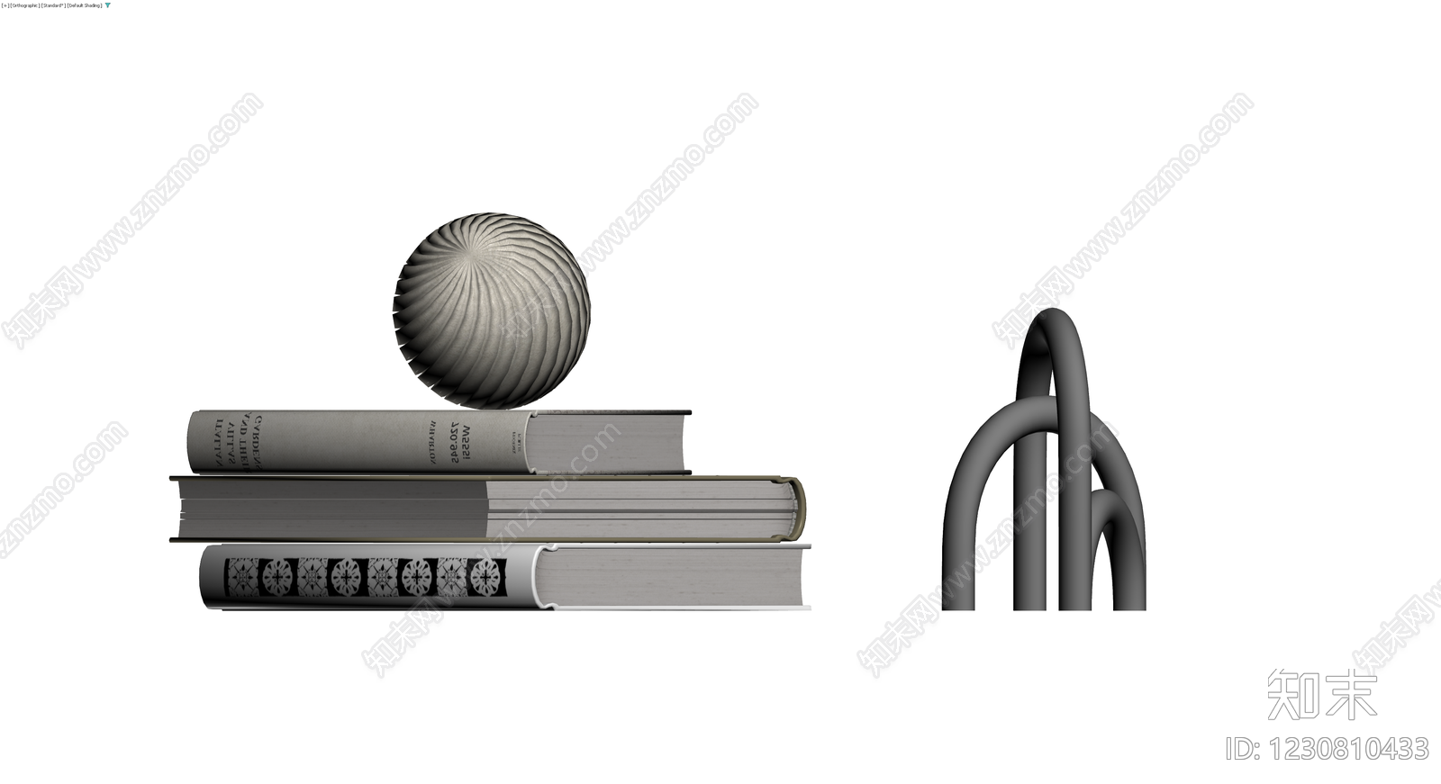 书籍与装饰球组合3D模型下载【ID:1230810433】