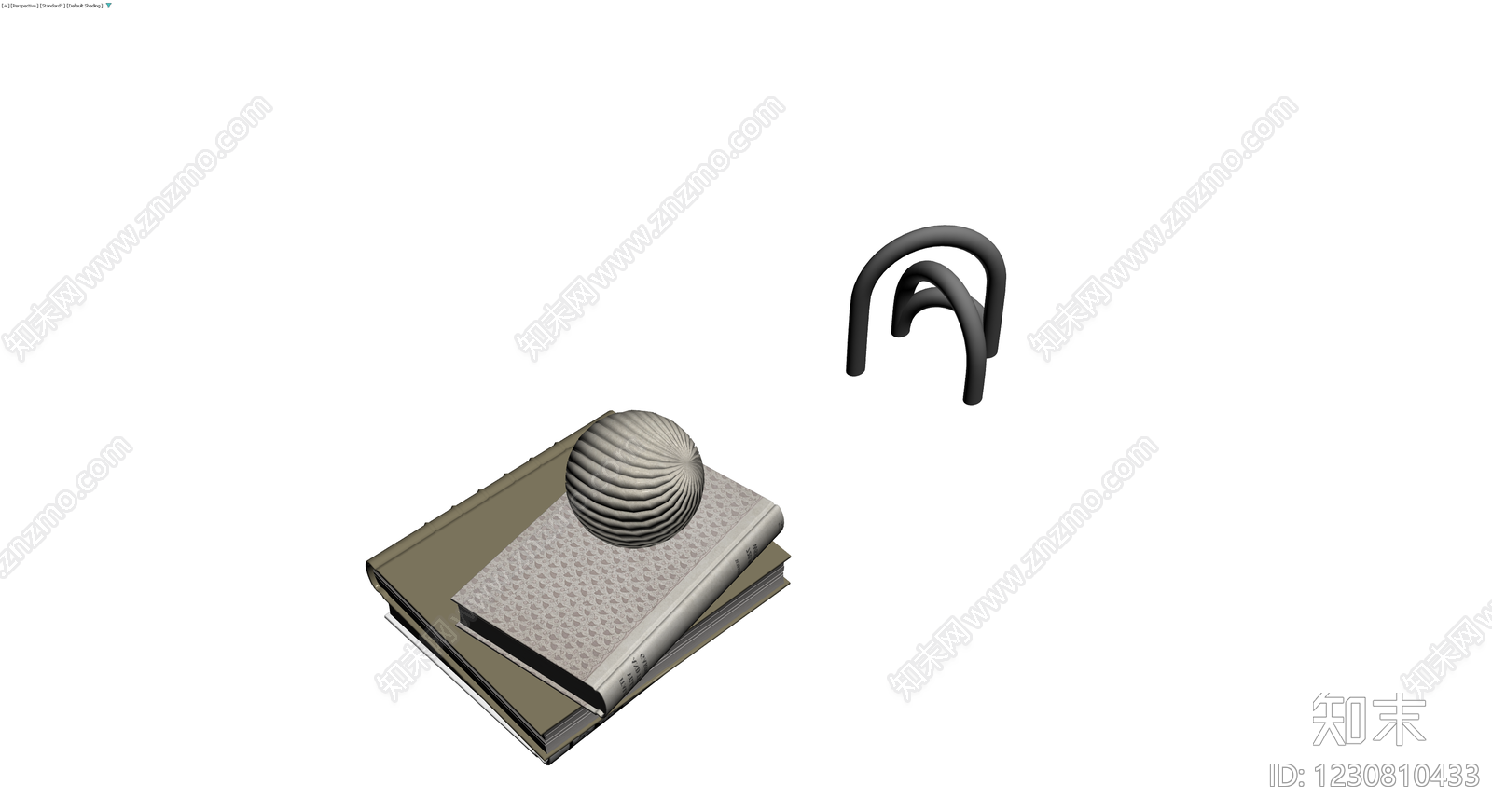 书籍与装饰球组合3D模型下载【ID:1230810433】