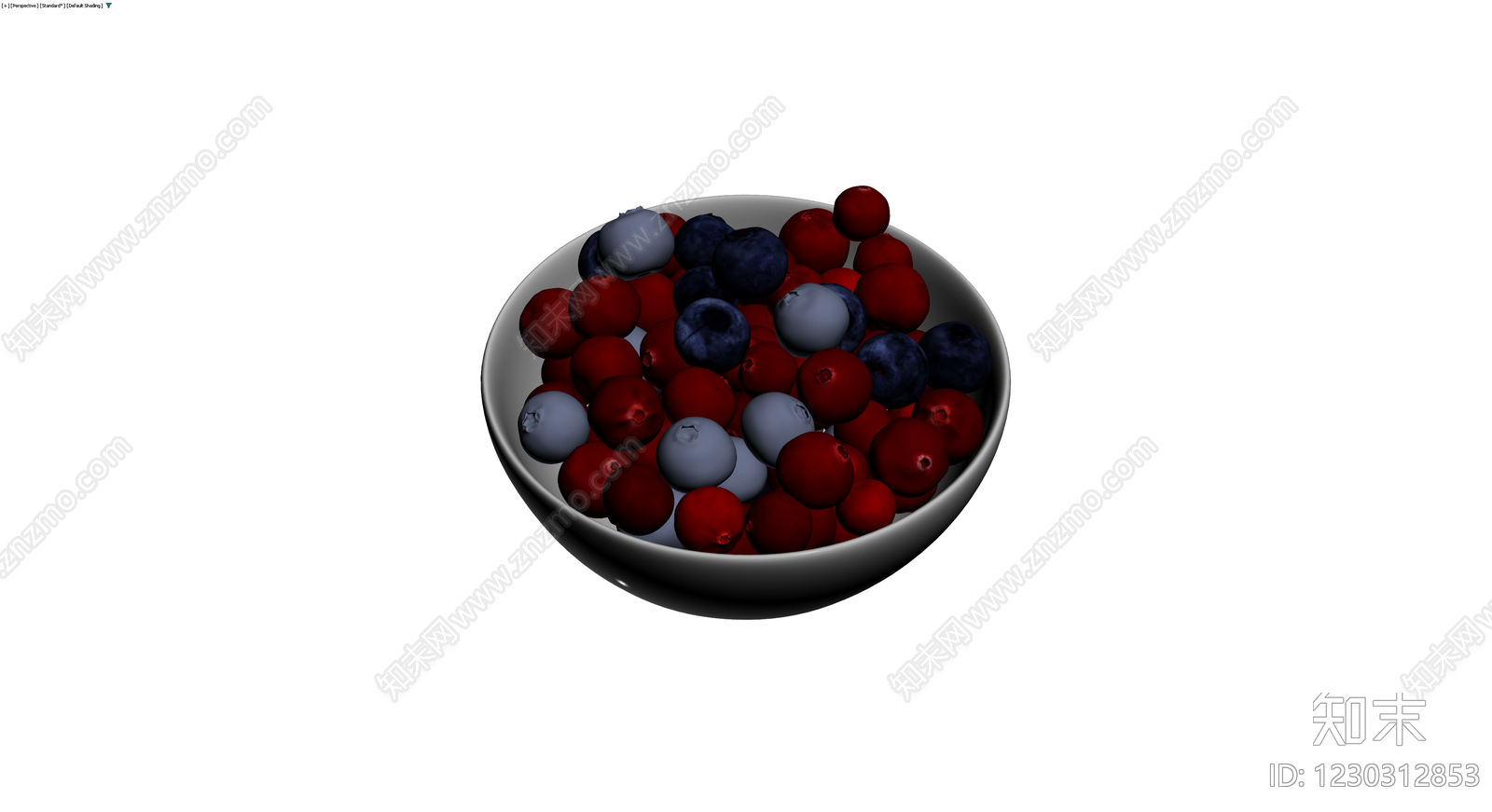 盛有浆果的灰色碗3D模型下载【ID:1230312853】