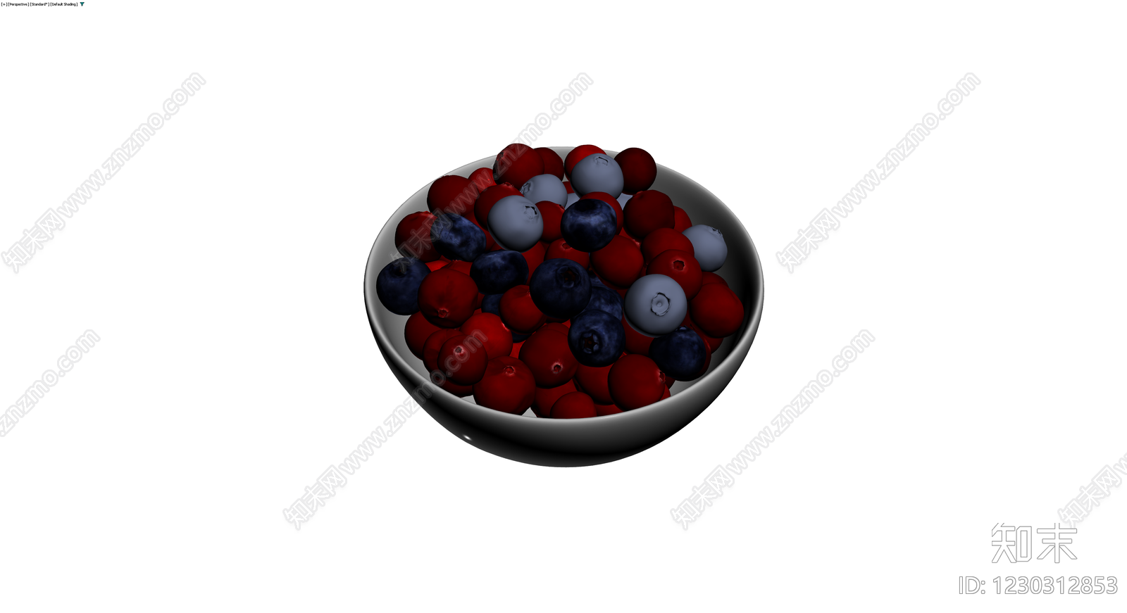 盛有浆果的灰色碗3D模型下载【ID:1230312853】