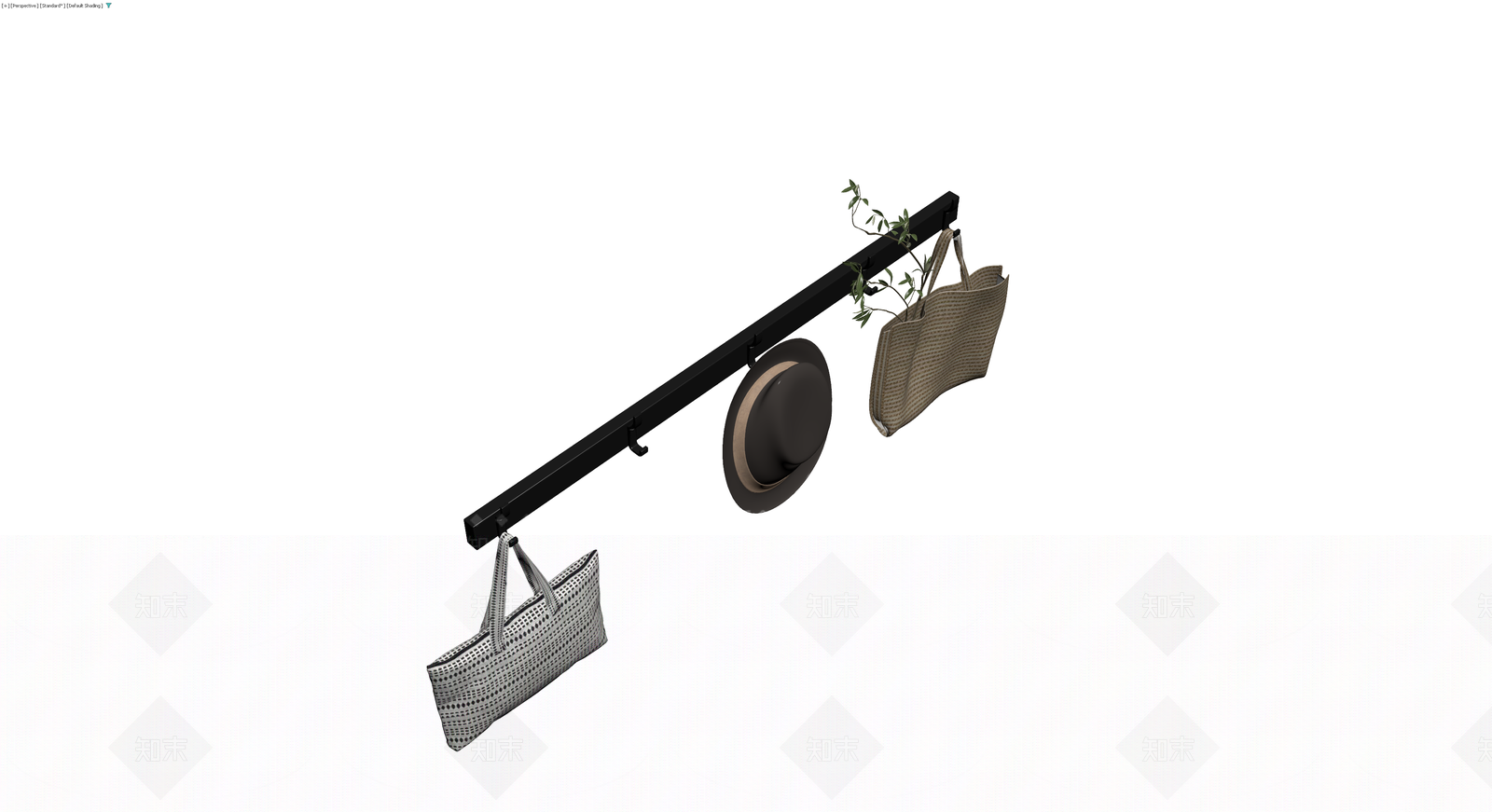 黑色挂衣杆组合3D模型下载【ID:1230533838】