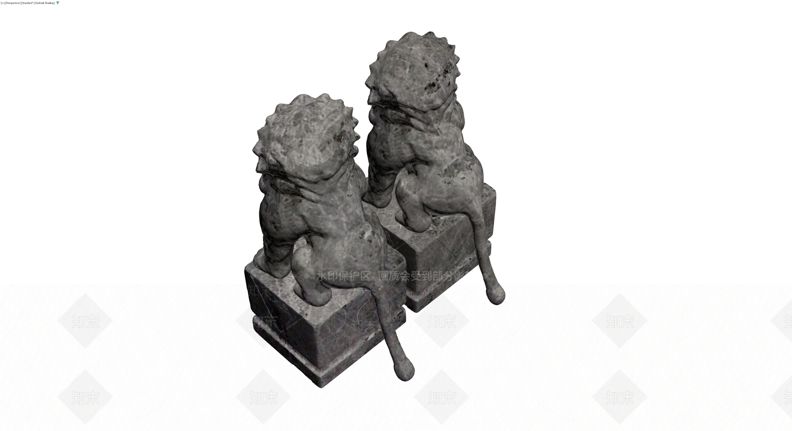 石狮子雕塑组合3D模型下载【ID:1229677881】