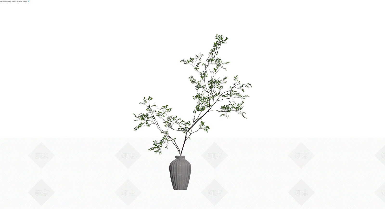 灰色纹理花瓶绿植3D模型下载【ID:1229845023】