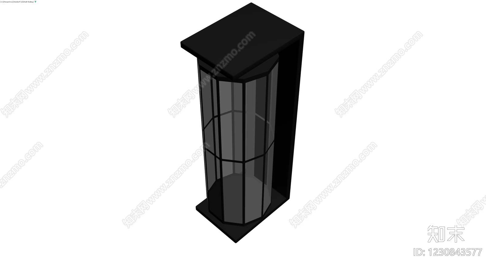 黑色八角柱壁灯3D模型下载【ID:1230843577】