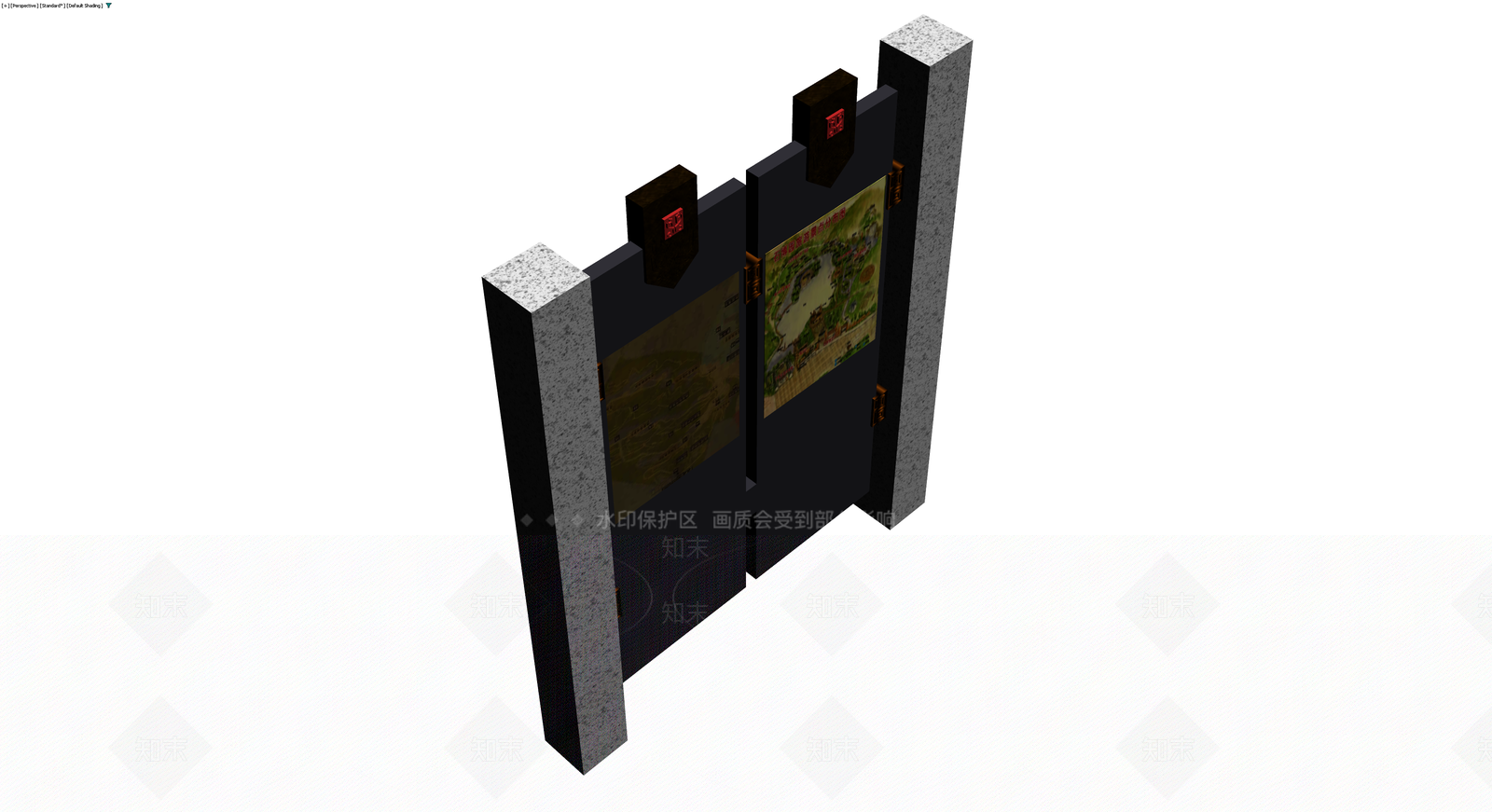 双开景区导视牌3D模型下载【ID:1229615253】