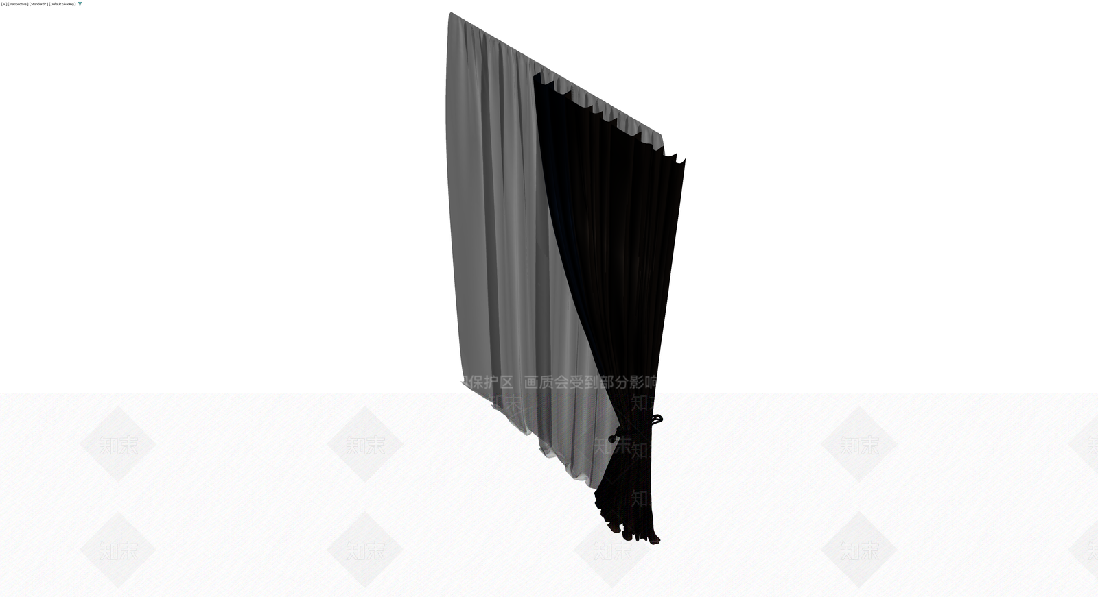 黑白拼色布艺窗帘3D模型下载【ID:1229952650】