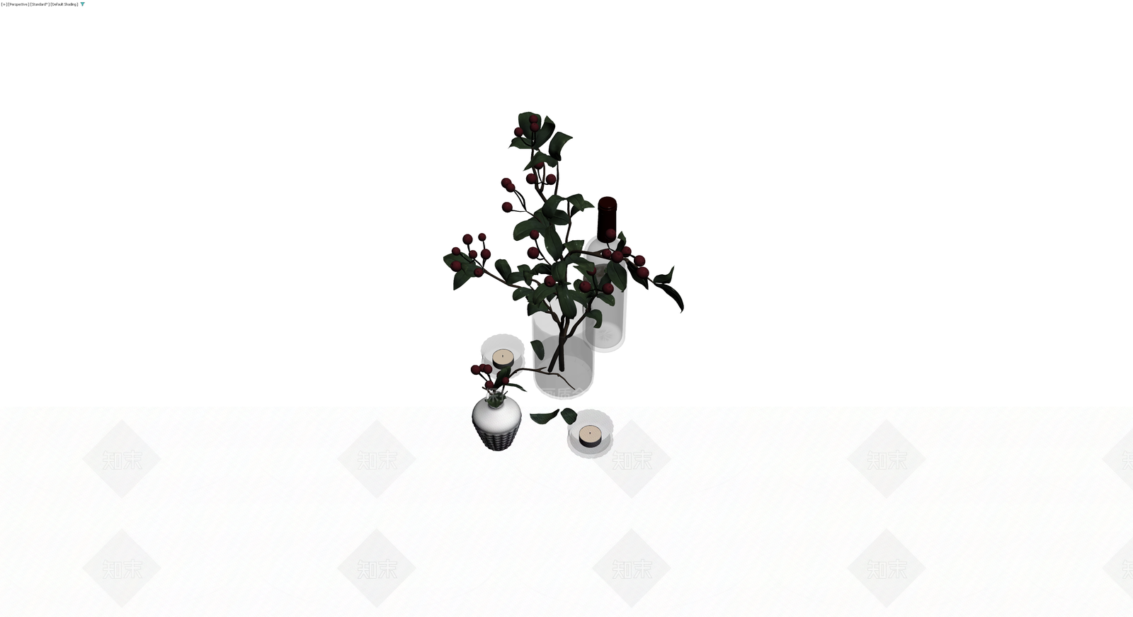 植物与器皿组合摆件3D模型下载【ID:1230594350】