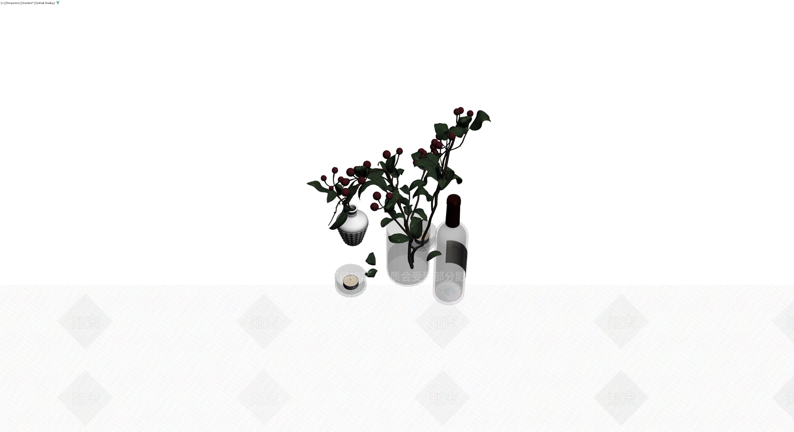 植物与器皿组合摆件3D模型下载【ID:1230594350】