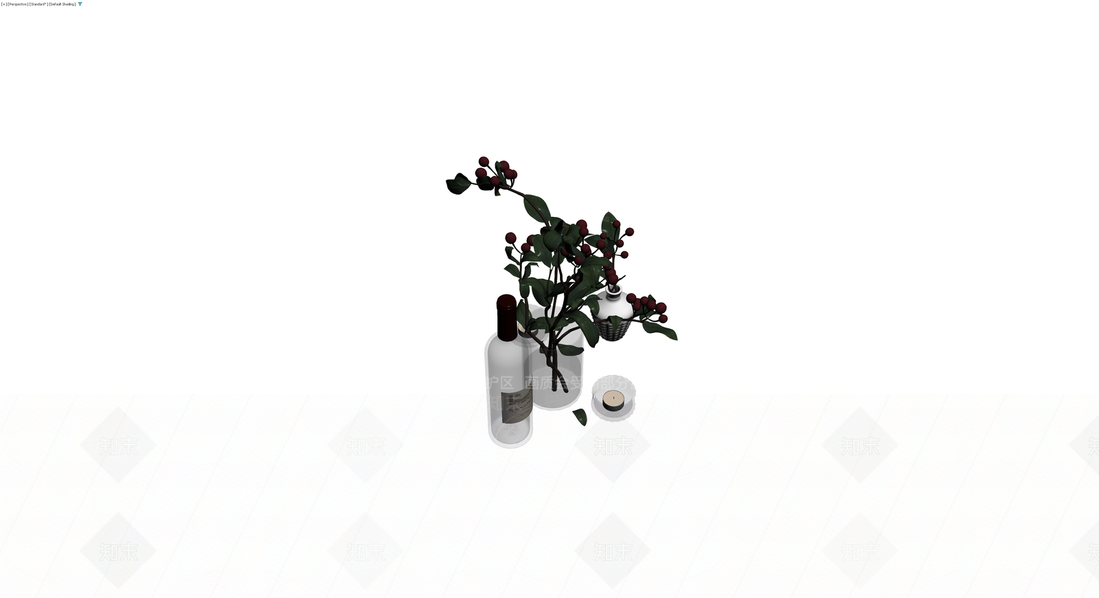 植物与器皿组合摆件3D模型下载【ID:1230594350】