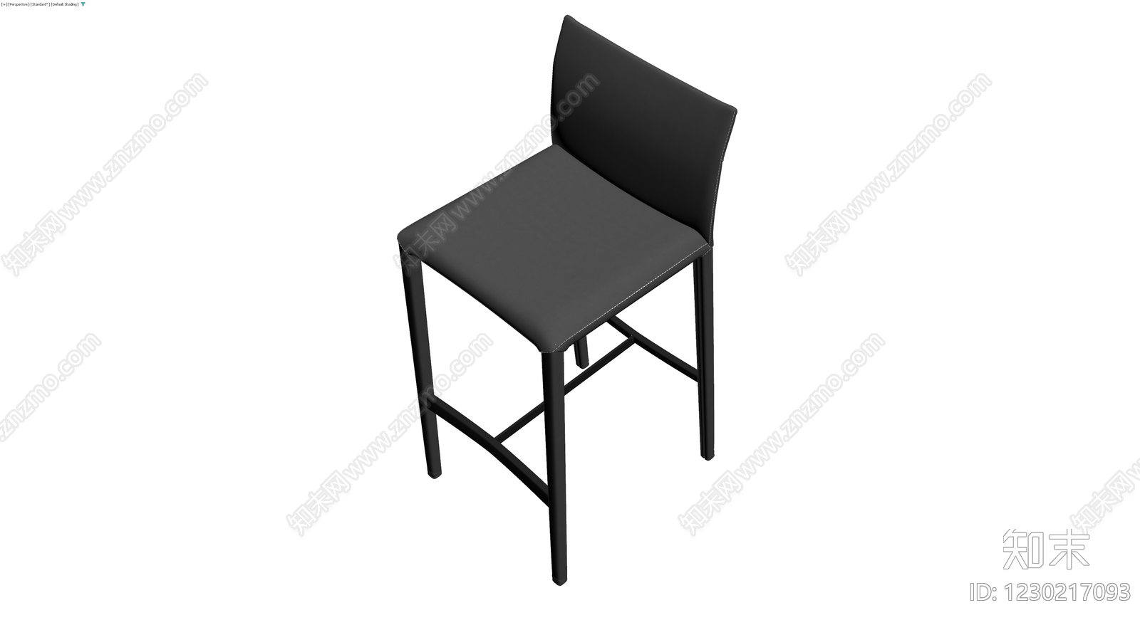 黑色软包高脚椅3D模型下载【ID:1230217093】