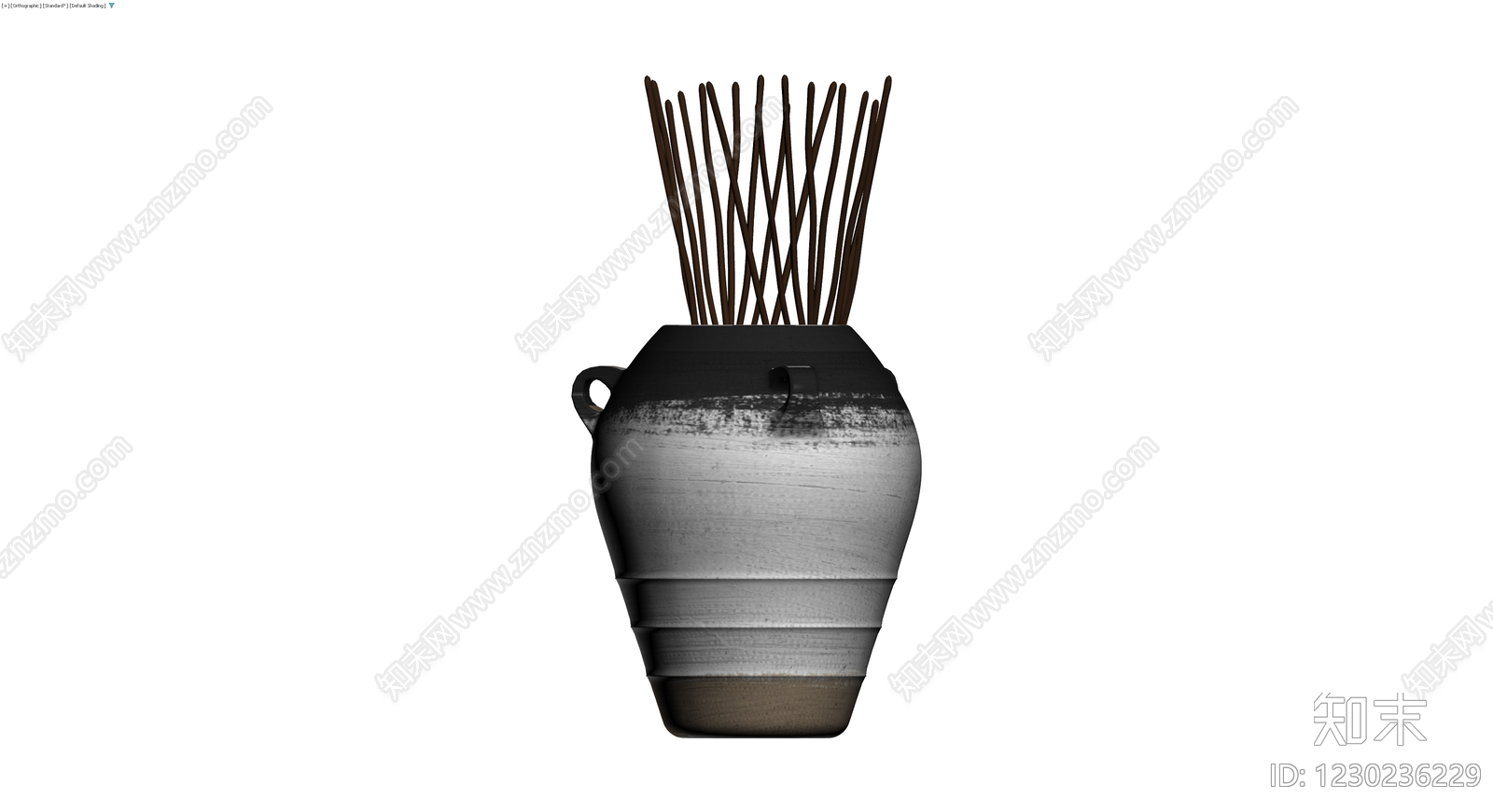 双耳陶瓷香炉3D模型下载【ID:1230236229】