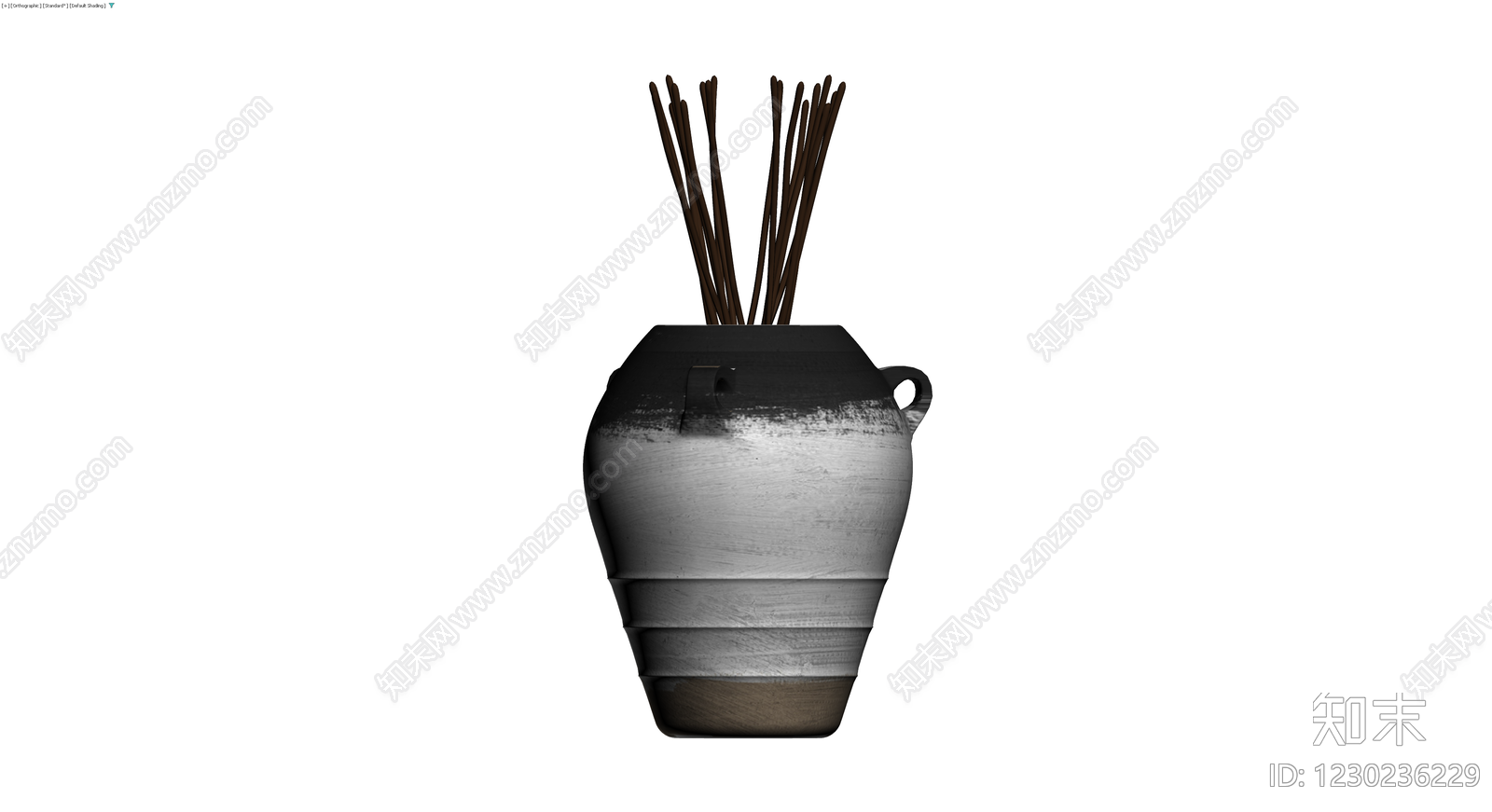 双耳陶瓷香炉3D模型下载【ID:1230236229】
