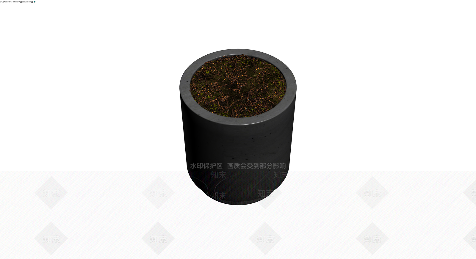 深灰色圆柱盆栽3D模型下载【ID:1230455999】