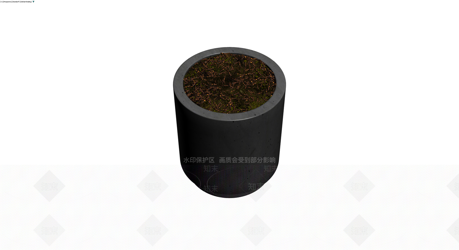 深灰色圆柱盆栽3D模型下载【ID:1230455999】