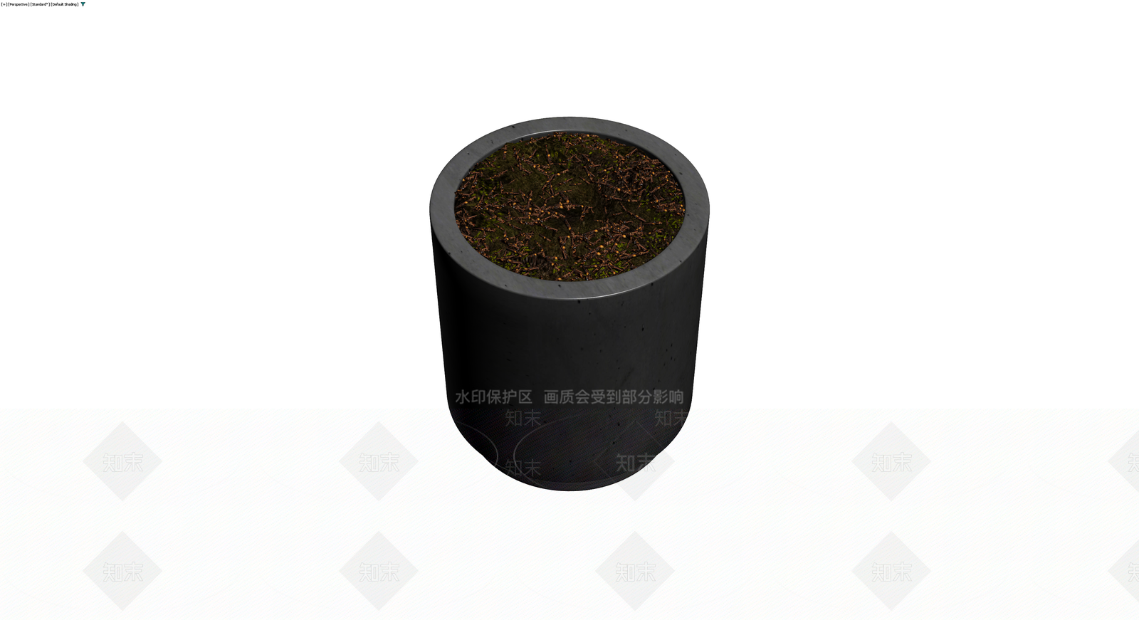 深灰色圆柱盆栽3D模型下载【ID:1230455999】